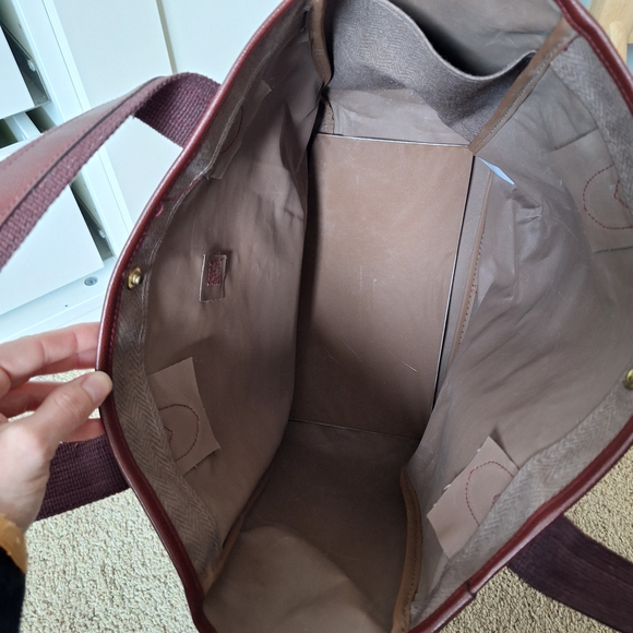 Vintage Polo Tote Bag in Brown with Burgundy Trim - Picture 4 of 4